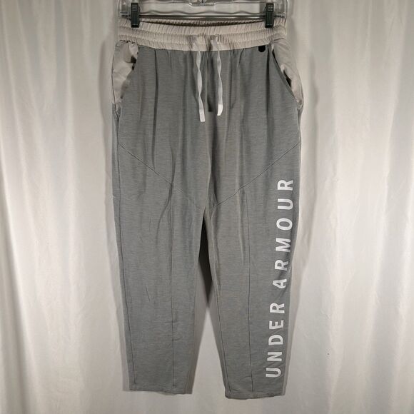Under Armour Joggers Womens Medium Grey Pull On Drawstring Pockets Graphic Print - Picture 1 of 8